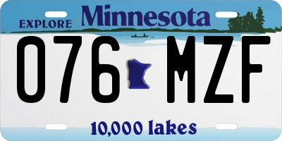 MN license plate 076MZF