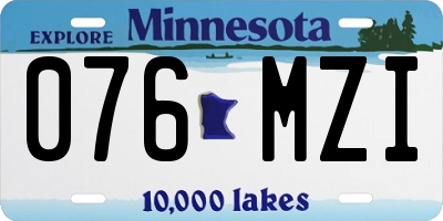 MN license plate 076MZI