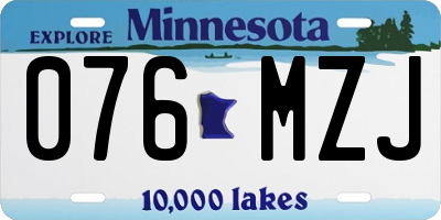 MN license plate 076MZJ