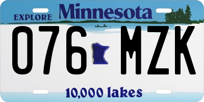 MN license plate 076MZK