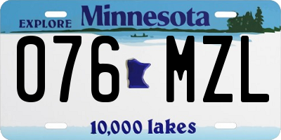 MN license plate 076MZL