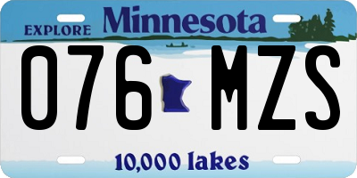 MN license plate 076MZS