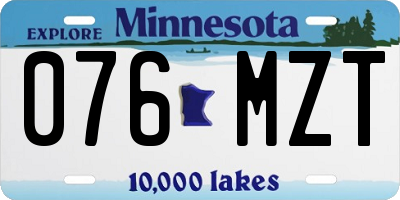 MN license plate 076MZT