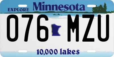 MN license plate 076MZU