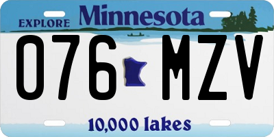 MN license plate 076MZV