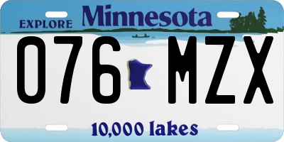 MN license plate 076MZX