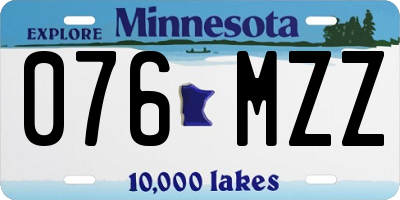 MN license plate 076MZZ