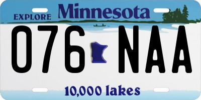 MN license plate 076NAA