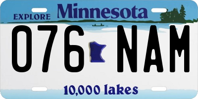 MN license plate 076NAM