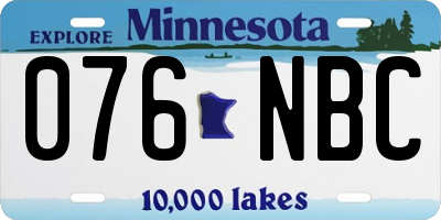 MN license plate 076NBC