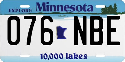MN license plate 076NBE
