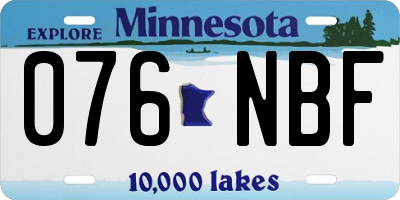 MN license plate 076NBF