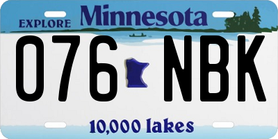 MN license plate 076NBK