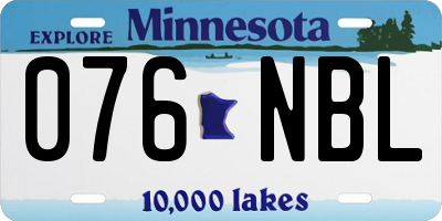 MN license plate 076NBL