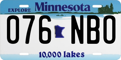 MN license plate 076NBO