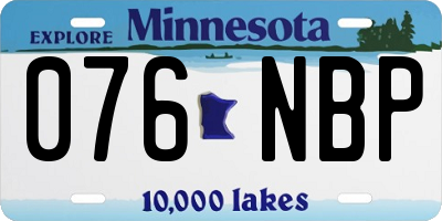 MN license plate 076NBP