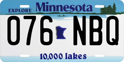 MN license plate 076NBQ
