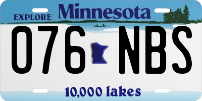 MN license plate 076NBS