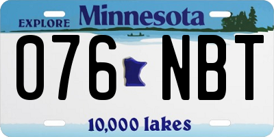 MN license plate 076NBT