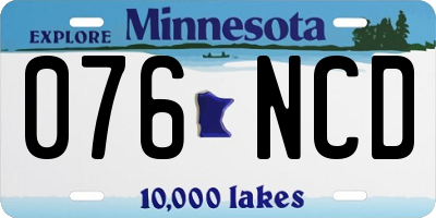 MN license plate 076NCD