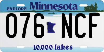 MN license plate 076NCF