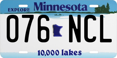 MN license plate 076NCL