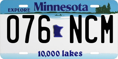 MN license plate 076NCM