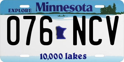 MN license plate 076NCV