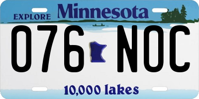 MN license plate 076NOC