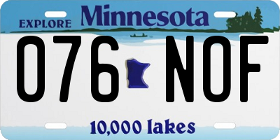 MN license plate 076NOF