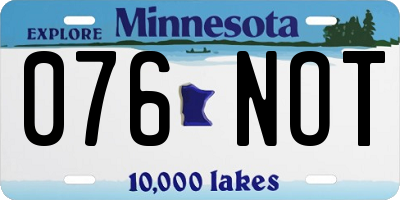 MN license plate 076NOT