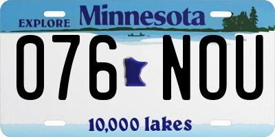 MN license plate 076NOU