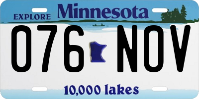MN license plate 076NOV