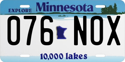 MN license plate 076NOX