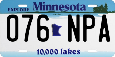 MN license plate 076NPA