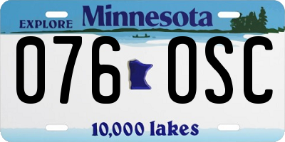 MN license plate 076OSC