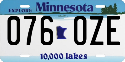 MN license plate 076OZE