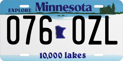 MN license plate 076OZL