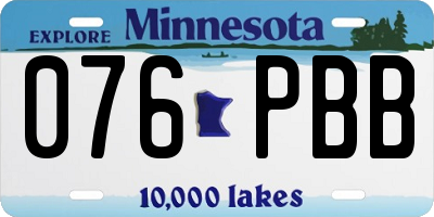 MN license plate 076PBB