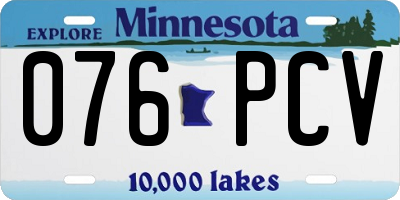 MN license plate 076PCV