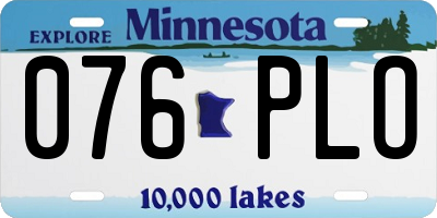MN license plate 076PLO