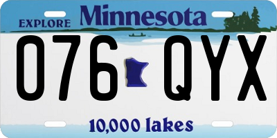 MN license plate 076QYX