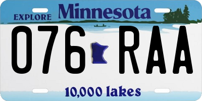 MN license plate 076RAA