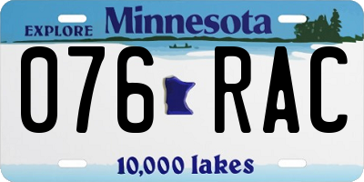 MN license plate 076RAC