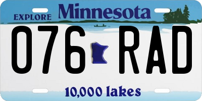 MN license plate 076RAD