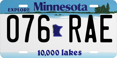MN license plate 076RAE