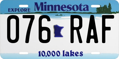MN license plate 076RAF