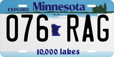 MN license plate 076RAG