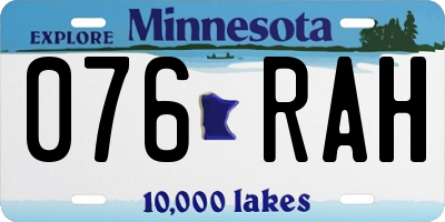 MN license plate 076RAH