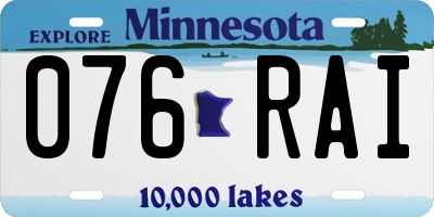 MN license plate 076RAI